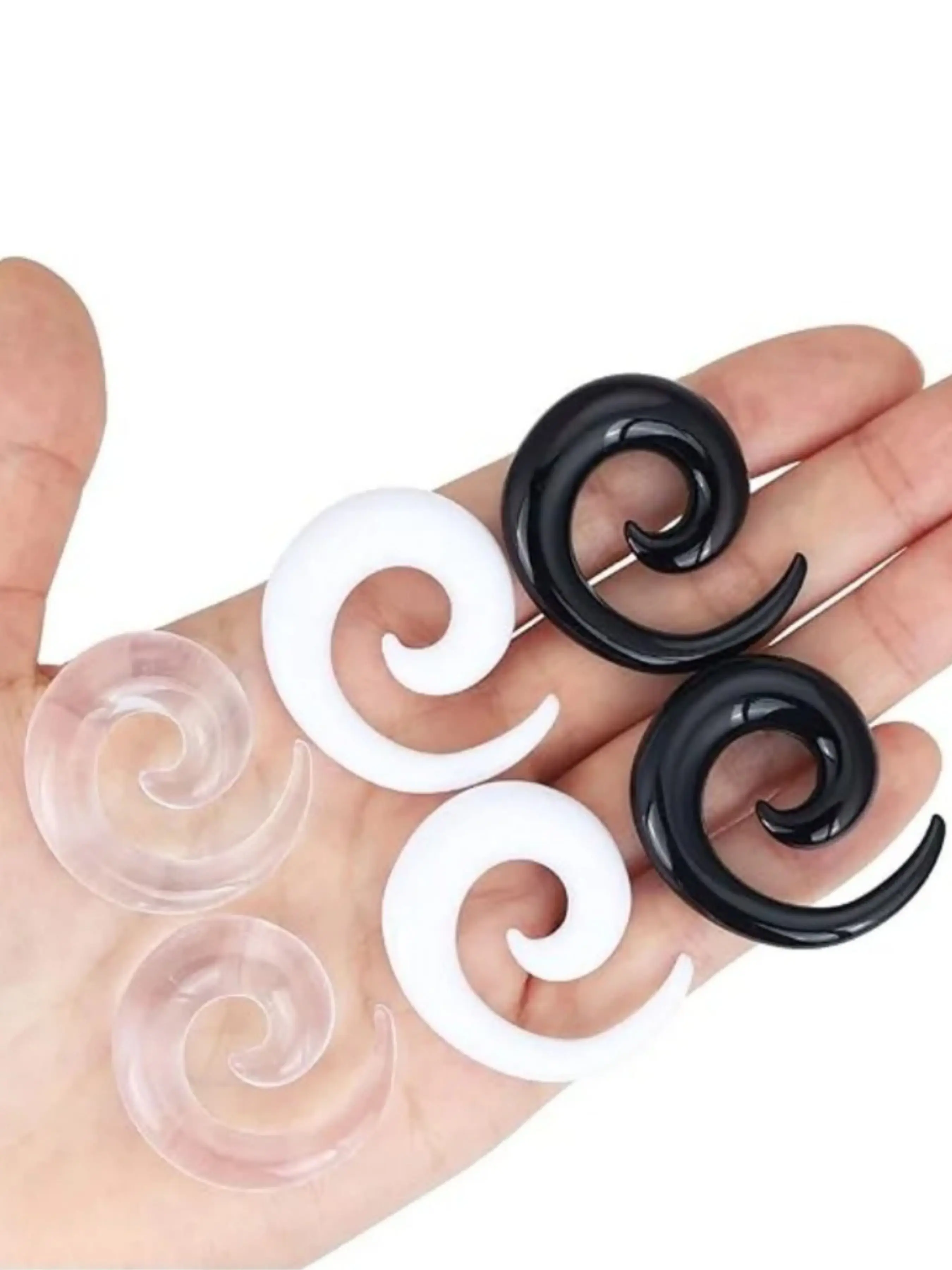 2 PC Spiral Conical Ear Canal and Ear Plugs, and Acrylic, Ear Piercing Hook Gauge Dilator Jewelry for Men and Women