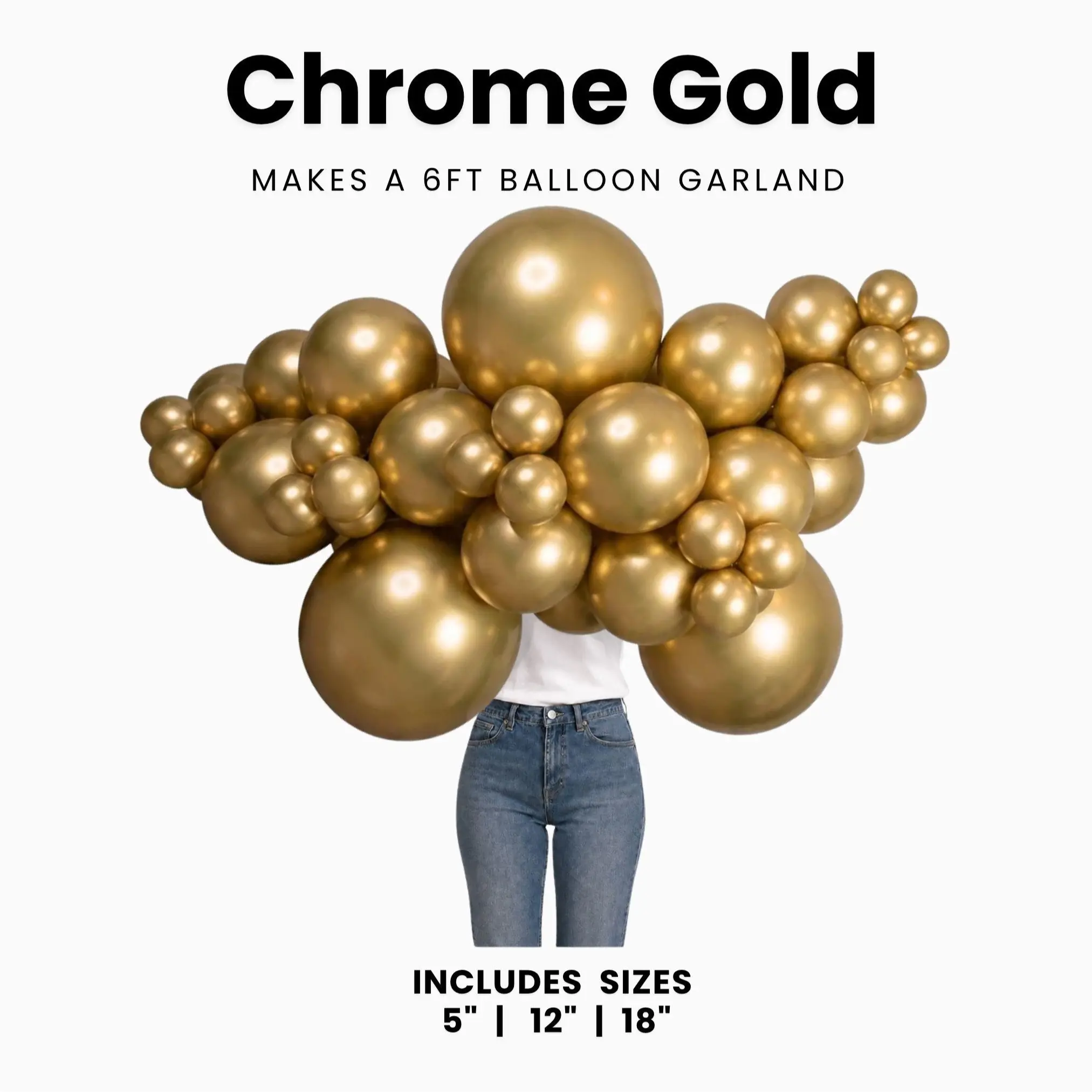 Chrome Gold Balloon Pack with Optional Add-Ons