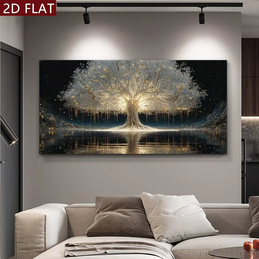 1pc Multi-Size Artistic Wooden Framed & Frameless Tree of Life Canvas Painting - High-Quality Modern Minimalist Home Decoration, Plant Decor for Living Room - Unique 1-Piece Stylish Artwork Gift Poster