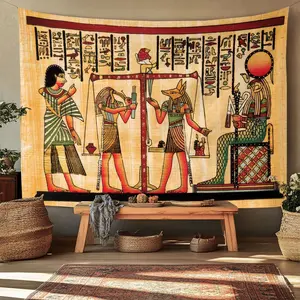 1pc  Decor Wall Art Egyptian Mural Ancient Tradition Mythology Design Décor Living Room Bedroom Apartment Office Boho Stylish Hanging Decoration Art Piece Accent Graphic Bedroom Living Area Statement Intricate Artistic Vintage Mythology Theme Adjustable