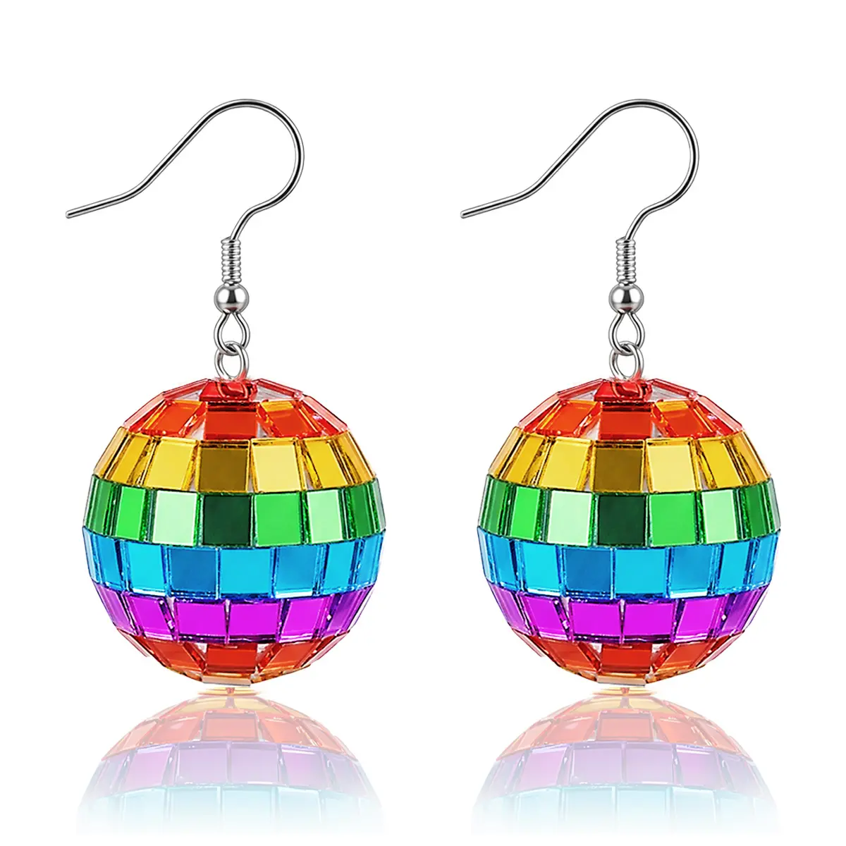 2 Pairs Disco Ball Earrings for Women Pride Retro Fashion Sparkling Mirror Design Perfect for 70s Discoparties & 80s Theme Nights Ideal Gift for Holidays & Birthdays