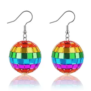 2 Pairs Disco Ball Earrings for Women Pride Retro Fashion Sparkling Mirror Design Perfect for 70s Discoparties & 80s Theme Nights Ideal Gift for Holidays & Birthdays