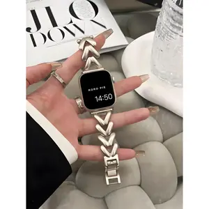 Women's Fashion V-Shape Stainless Steel Smartwatch Band, Smartwatch Strap, Compatible with Apple Watch Series Se10/9/8/7/6/5/4/3/2/1, Durable and Stylish Design, Smart Watch Accessories