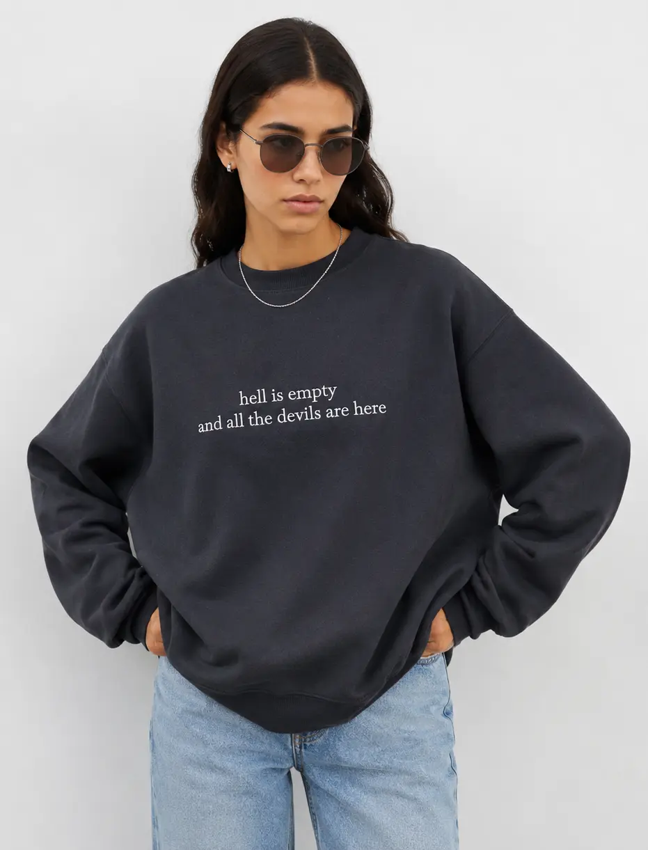 Hell Is Empty Embroidered Hoodie, Aaron Warner Sweatshirt, Shatter Me Quote Hoodie, Book Lover Gift, Fantasy Reader Crewneck