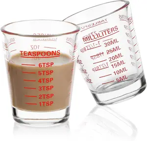 Shot Glasses Measuring Cup Set 2PACK Espresso Shot Glasses Liquid Heavy Glass 26-Incremental Measurement 1 OZ, 2 TBS, 6 TSP . Utensils Scale