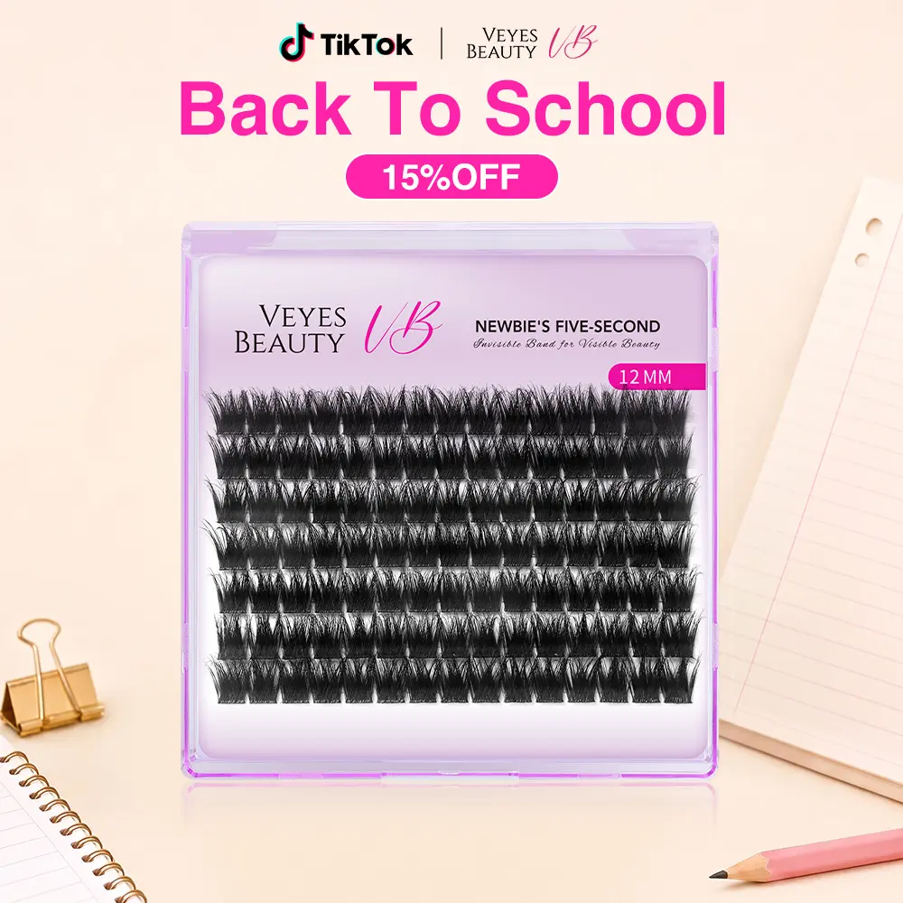 VEYESBEAUTY VB-Xtreme Single Length Cluster Lash  Invisible Band 3D Fluffy Wispy Lightweight Softness Weightless Makeup Eyelash Extensions
