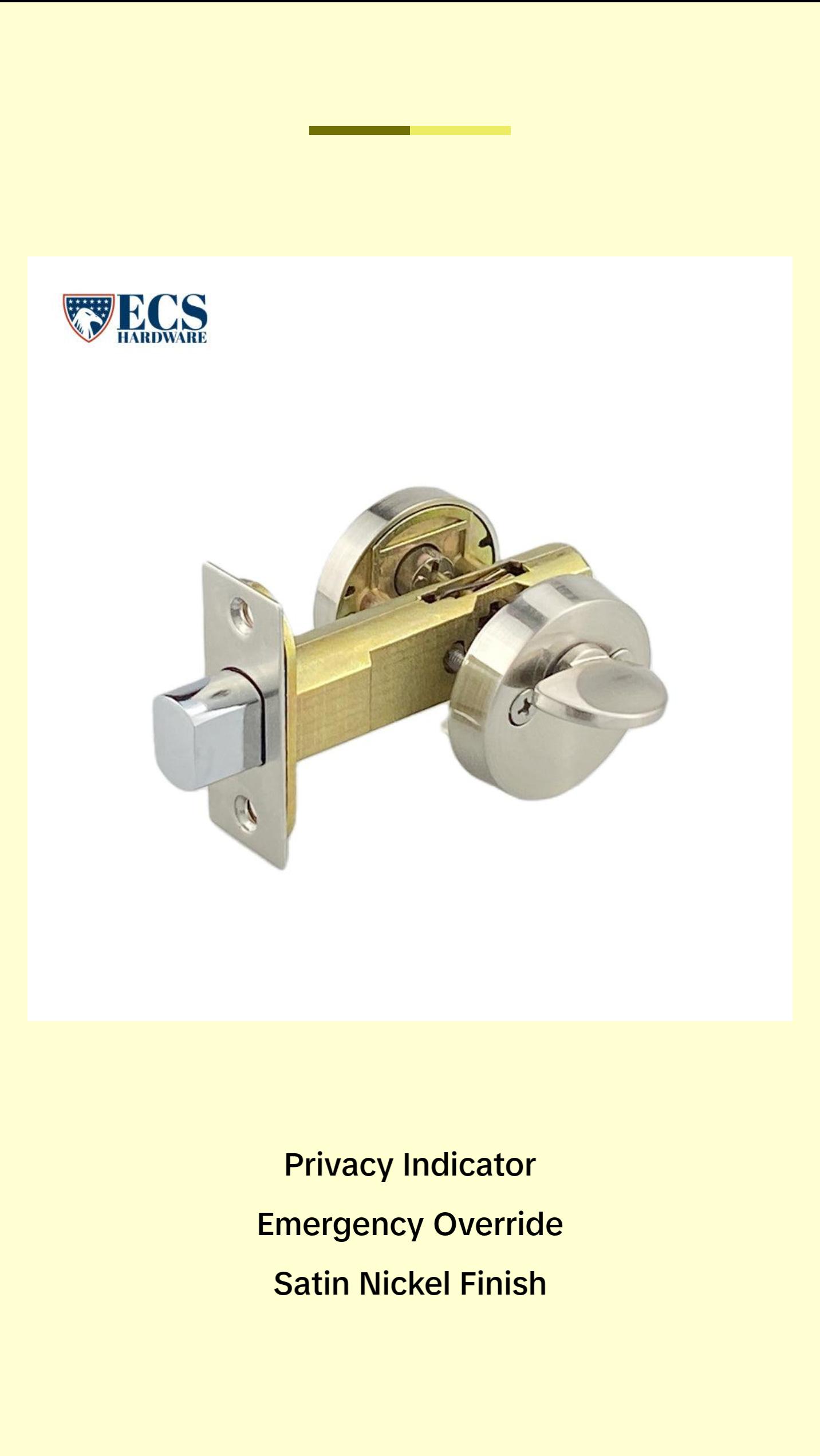 ECS HARDWARE - Commercial Privacy Indicator Deadbolt – 26D – Satin ...