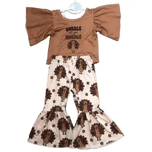 Kids Girl Turkey Outfit Thanksgiving Pants Set Fall Clothing Set