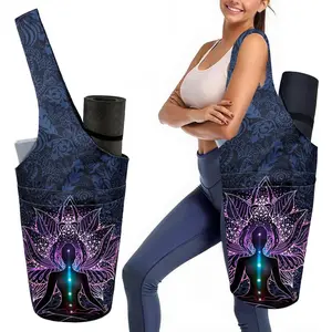 Yoga Mat Bag Carrier for Women with Side Large Pocket Durable Linen Workout Gym Travel Storage Pilates Mats