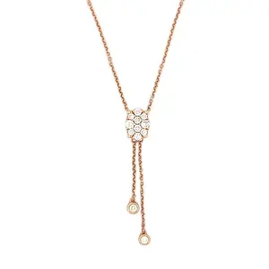 14K Gold Oval Diamond Cluster Pendant with Hanging Bezels