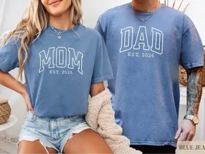 2026 New [FREE SHIP]  dad and mom shirt, New Dad Shirt, Mom est 2026, New mom and dad gift, pregnancy reveal, Dad to Be #Father'sDay #Mother'sDay