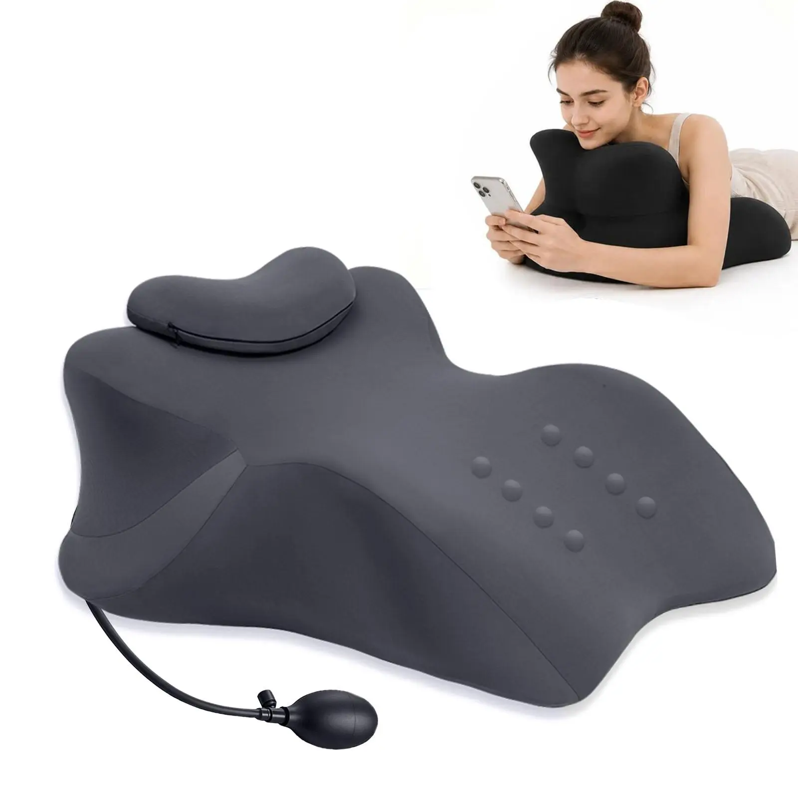 Inflatable Multi-functional Ergonomic Prone foam Pillow for Couples,  prone sleeping , Reading Cushion Pillows ,Provides Waist and Neck Support