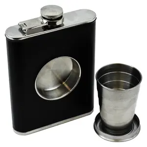 Shot Flask - 8oz Hip Flask With Built In Collapsible Shot Glass - Fairly Odd Novelties