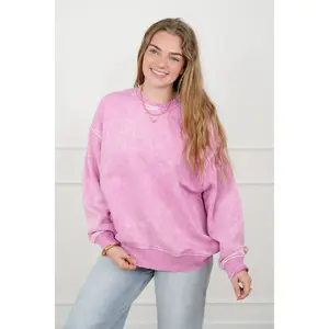Door Buster! Zenana Acid Wash Oversized Fleece Pullover