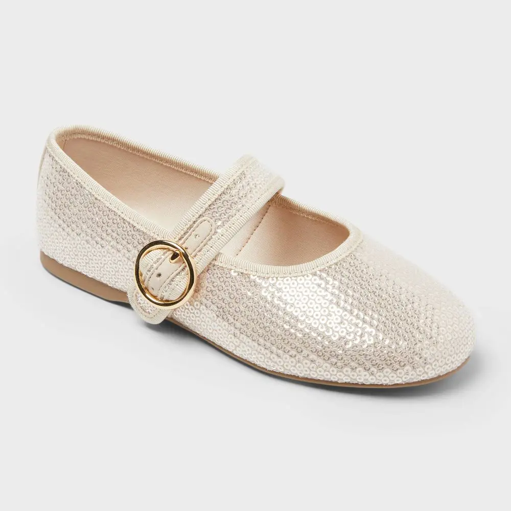 Art Class Kids' Quilla Ankle Strap Round Toe Ballet Flat Shoes - Gold