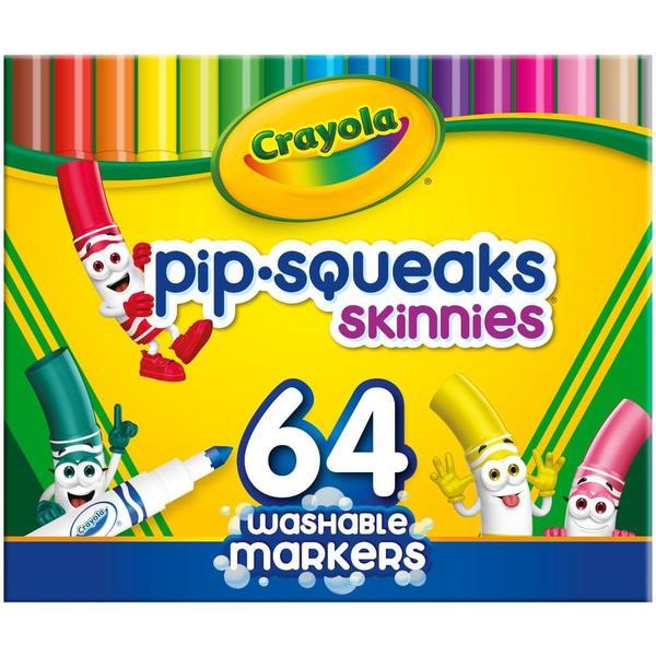 Crayola Pip-Squeaks Skinnies Washable Markers (64ct) – Mini Coloring Markers for Kids Craft Supplies, Ages 3+
