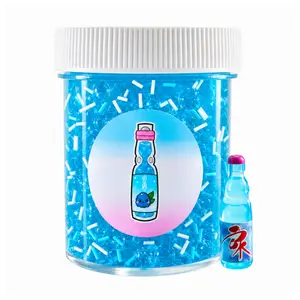 Ramune Blue Raspberry Soda Slime – Clear Thick Soda Slime with Ramune Charm, Beads & Sprinkles