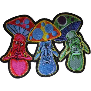 See Speak Hear Evil Mushroom Hippy Trippy Embroidered Patch Iron On
