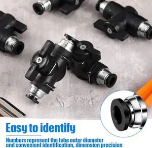 5PCS Push-to-Connect Pneumatic Ball Valve Fittings - Heavy-Duty PVC Air Control Valve with Quick Connect Union, 1/4" Male Threads Suitable for Air Compressor, Pneumatic Tools