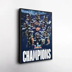 Vintage Seahawks Super Bowl LX Champions Art Poster - Limited Edition Collectible for Football Fans