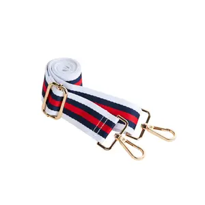 Navy, Red and White Striped Strap with Gold Hardware