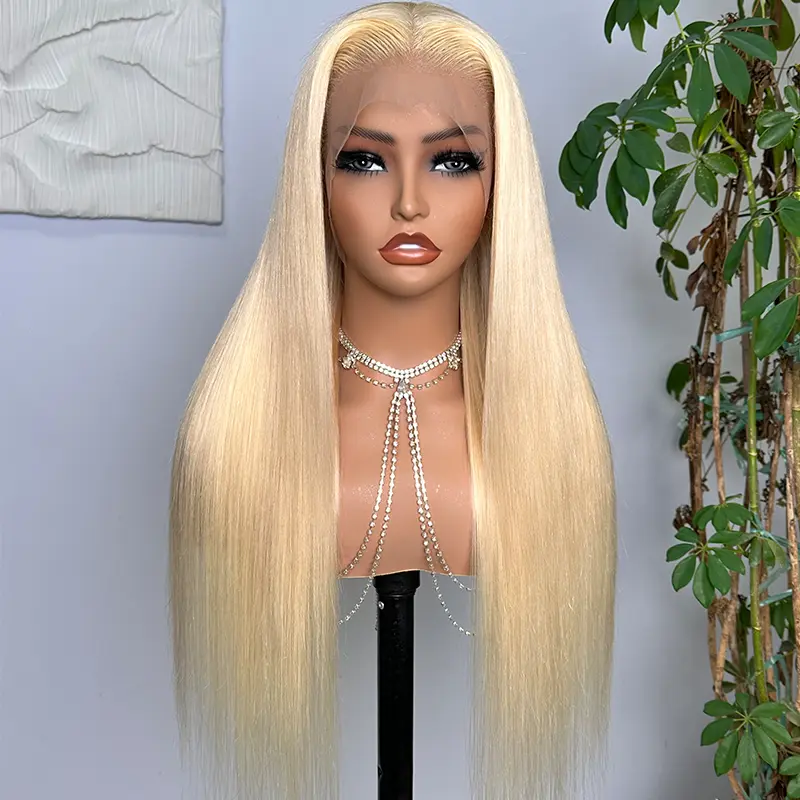 Megalook 13x4 HD Lace Front Human Hair Wig, 613 Honey Blonde Female Glueless Wig - Upgrade Fitted, Pre-Styled Parting, Breathable Silky Straight, Pre-Plucked, Easy Install, Can Be Dyed & Restyled, 613 Human Hair Wig