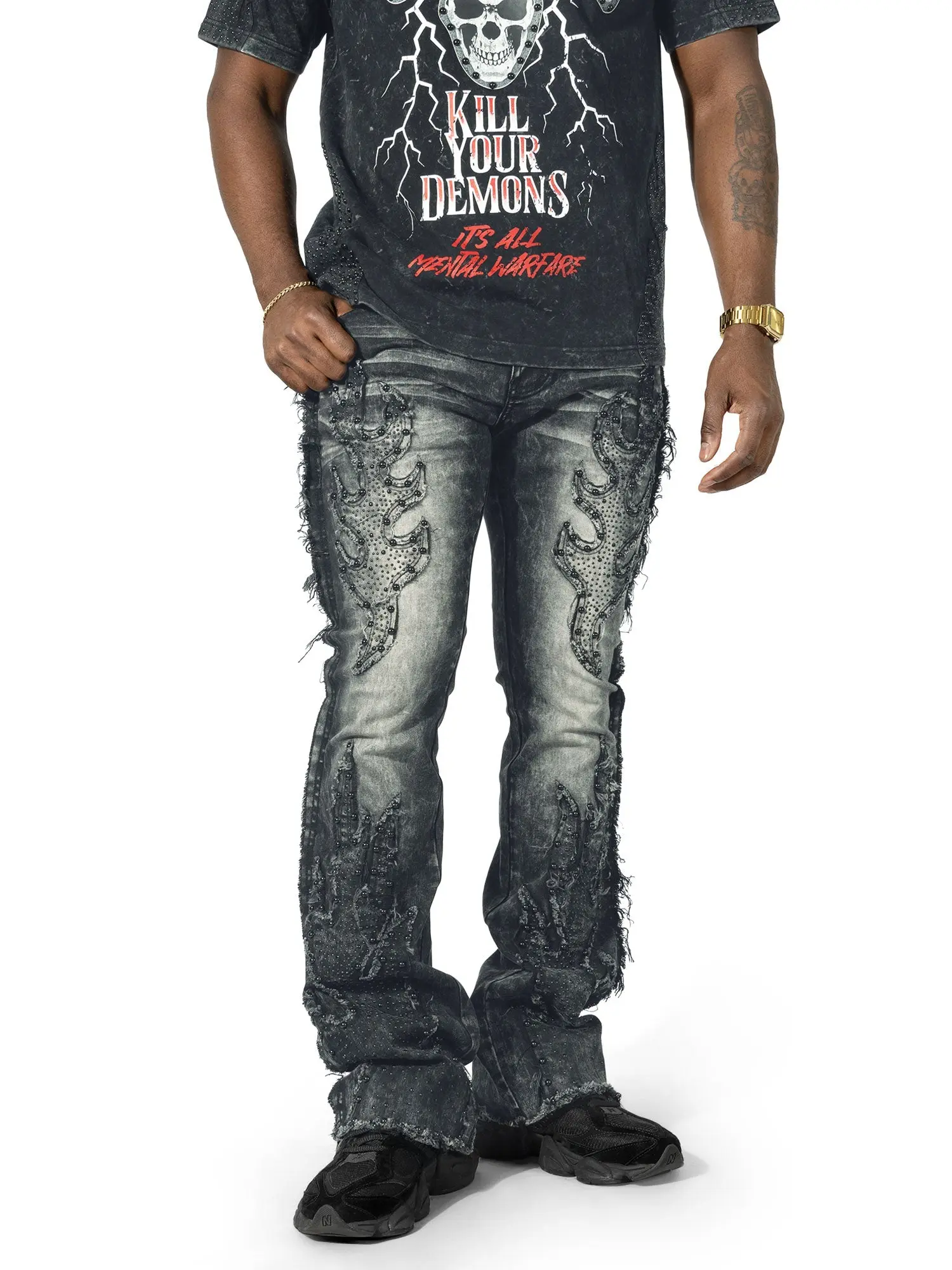 Makobi Tesoro Stacked Jeans in Black - M1959