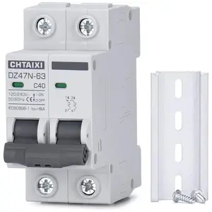 AC Miniature Circuit Breaker, 40 Amp 120V/240V 2 Pole DIN Rail Mount Circuit Breaker, Thermal Magnetic Trip, Solar AC Disconnect Switch MCB C40
