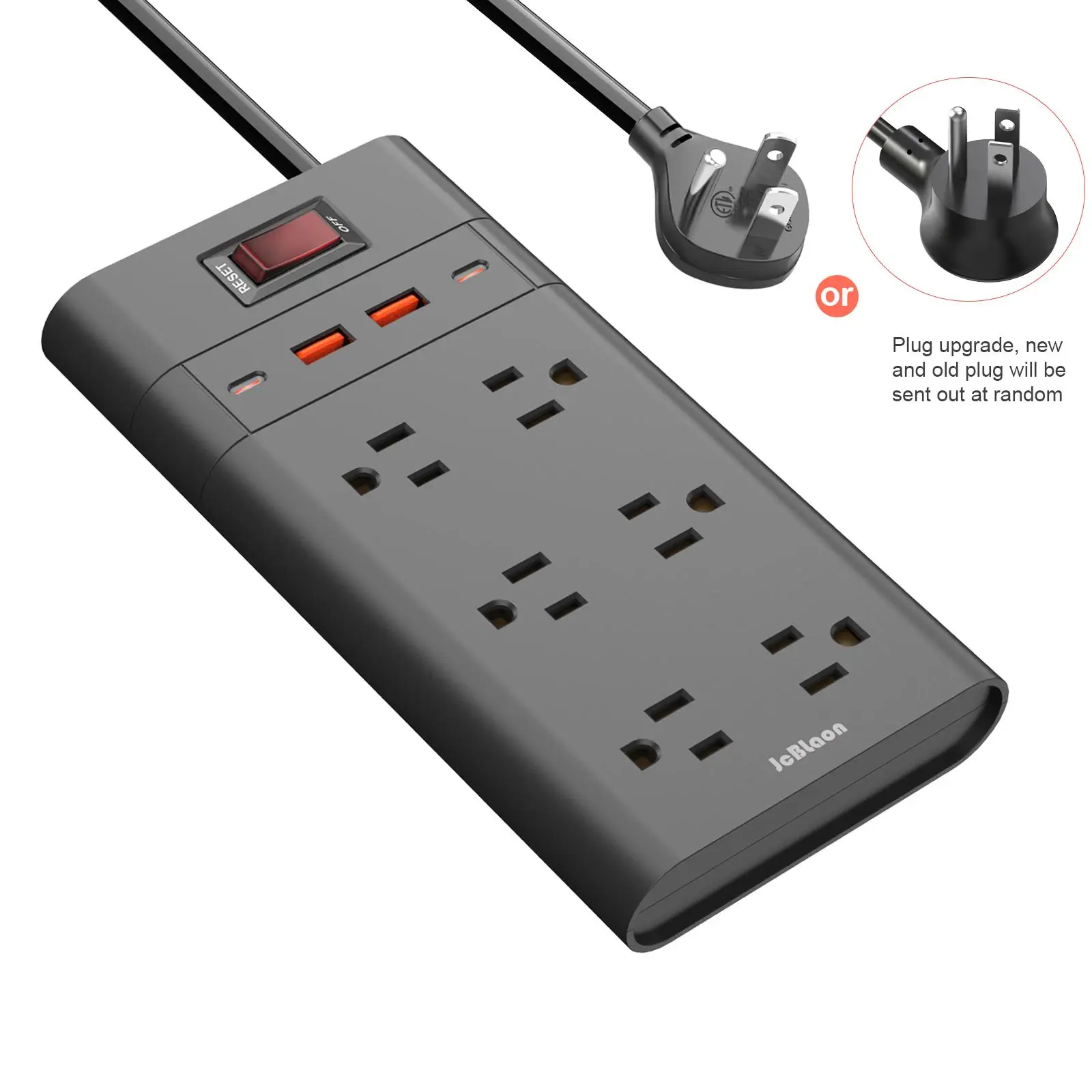 Power Strip Surge Protector, Portable Surge Protector With 4 USB Ports & 6 Outlets, Wall Mounted Power Strip with 4ft Extension Cord For Home Office D
