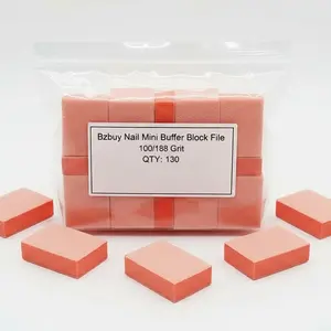 Bzbuy Nail Mini Buffer Block File 100/180 Grit 130 PCS  Professional Nail Prep Tool