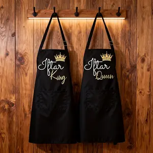 Iftar Queen King Cooking Apron Ramadan Mubarak Happy Eid al-Adha Muslim Islamic Kareem Party Decoration Mom Dad Wife Husband Couple Gift Kitchen Cooking Aprons