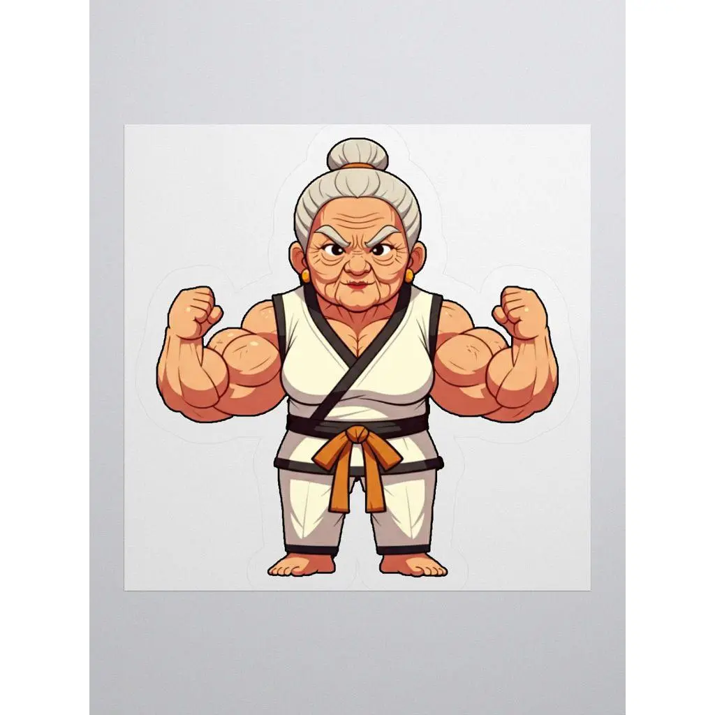 Printful The Buff Grandma Character-Based Craft Sticker - Office Label for Decorative Use on Kindles, Ideal for Humor Lovers, Show Off Your Buff Grandma
