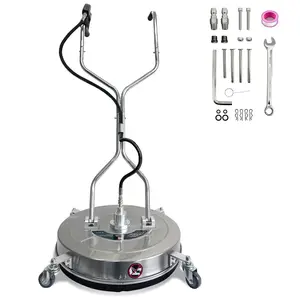 20" Pressure Washer Surface Cleaner with 4 Wheels & Dual Handles, 4600 PSI 12 GPM Stainless Steel Surface Cleaner Attachment with 2 Nozzles for Driveways, Sidewalks, Decks & Patios, Commercial Grade