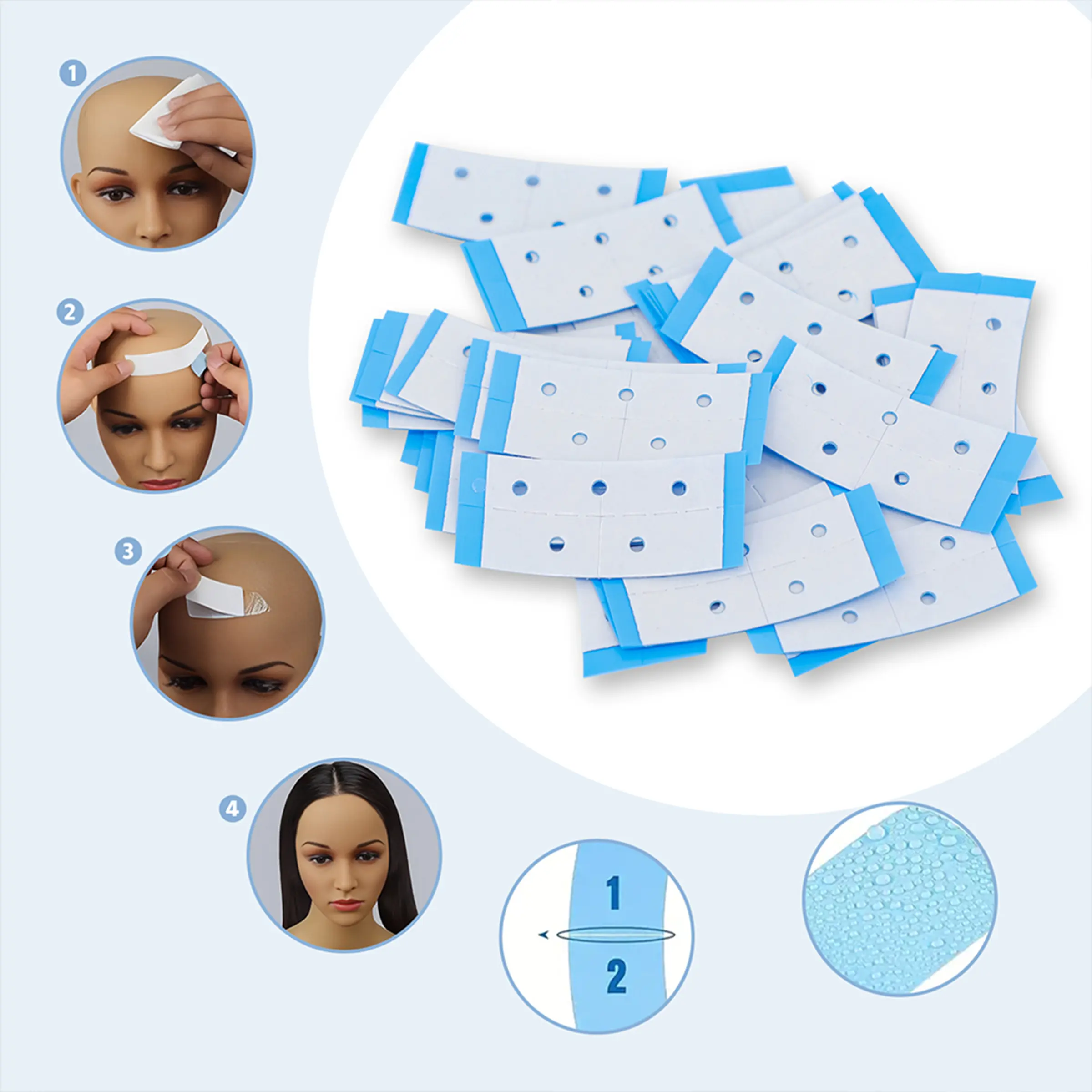 Double sided adhesive wig hair piece tape, 40 pieces of wig tape, used for safe installation of hair, strong fixation and easy removal, suitable for wigs and hair pieces, Hairpiece, Hair Extensions, Tape Bonding, Hair Toppers