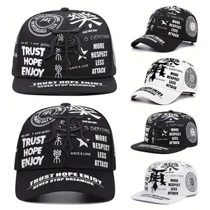 Hip Hop Cap Unisex Adult High Quality Adjustable Button Baseball Cap Retro Street Style Cool Dance Hats with Unique Text Design Satin Embroidery Neutral Male and Female