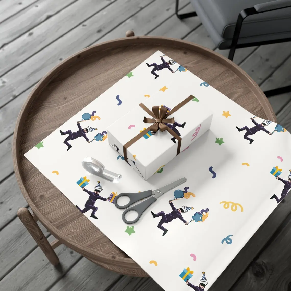 Anime Goj0 Gift Wrap Paper, Custom Anime Birthday Gift Wrap, Custom JJ K Anime gift wrap