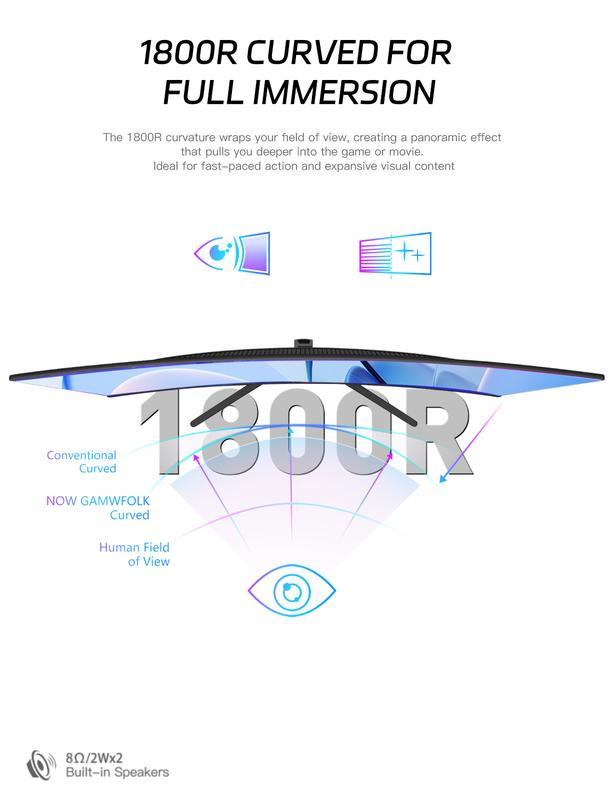 Neo 24” Micro-Curved 180Hz Gaming Monitor – FHD IPS Display, 1ms Response, FreeSync, HDR, HDMI/DP, Speakers, VESA Mount
