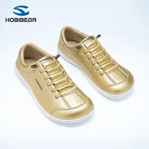 HOBIBEAR Wide-Toe Minimal Casual Trainers - Men's & Women's Footwear, No-Tie Elastic Laces, Synthetic Leather Upper, Non-Slip Rubber Sole, All-Match Daily Flat Walking Shoes, Sneakers for Women