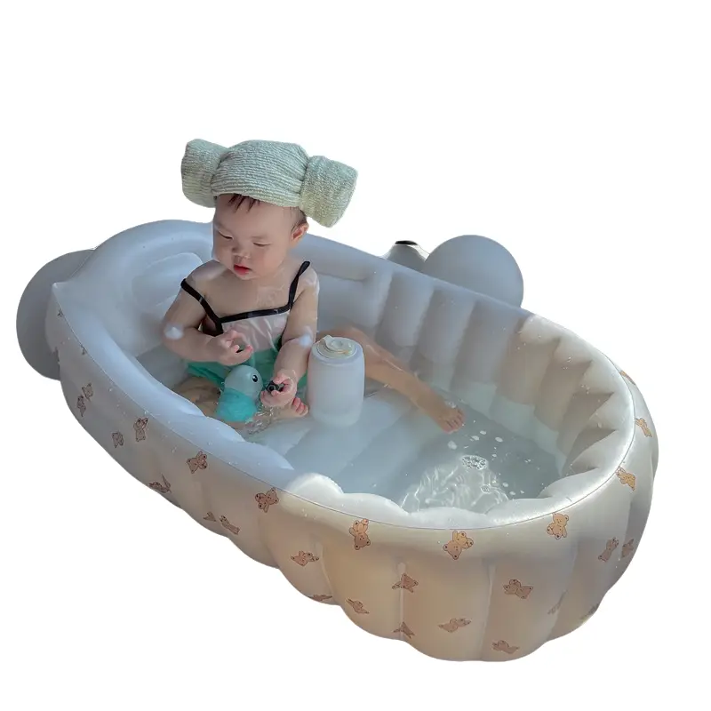 Portable Inflatable Baby Bathtub, 1 Count Cute Foldable Non-slip Shower Tub, Inflatable Swimming Pool for Home & Travel, Baby Bathing Experience