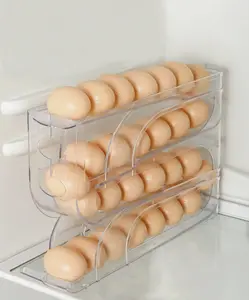 4 Tiers Egg Holder for Fridge， Automatic Egg Rolling Rack, 30 Eggs Storage Rack, Egg Distributor for Refrigerator, Egg Storage Rack for Kitchen