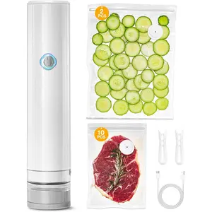 OneTouch Handheld Vacuum Sealer with 12  Vacuum Bags - Compact  Sealer with Detachable Transparent Suction for Sous Vide, Meal Prep & Kitchen Storage, Portable  Saver