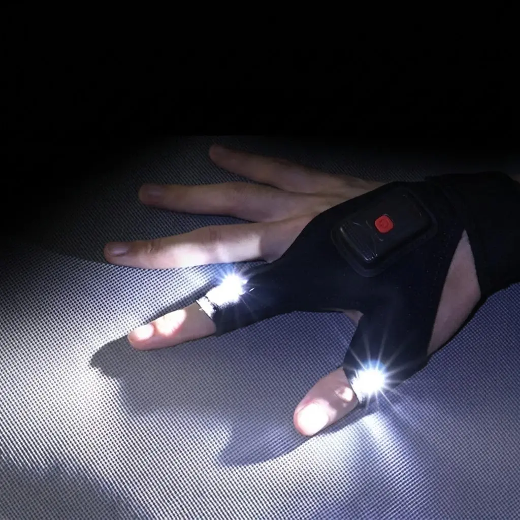 LED Flashlight Gloves Adjustable Hands-Free Built-in LED; Lightweight, Ergonomic Breathable Fabric Gloves; for Auto Repair, Fishing, DIY Projects, Outdoor Emergency Gear; Unisex