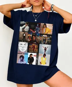 MJ Album Collage T-Shirt | Vintage King of Pop Discography Shirt | Retro MJ Album Cover Graphic Tee