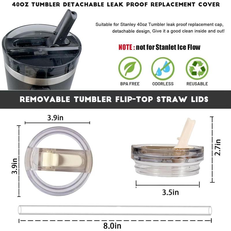 2 Pack Detachable ProTour Lid With Stanley, For Stanley Lids 40 Oz Leakproof, 40oz Flip Straw - View #2