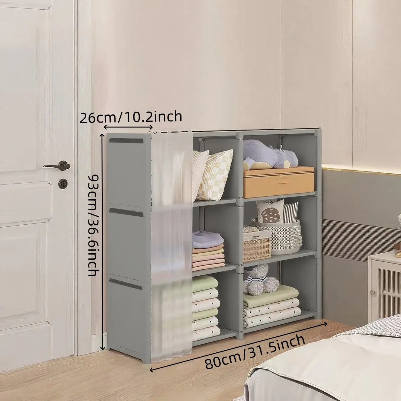 gray-6 Compartments with Dustproof Curtain