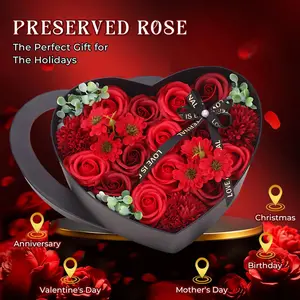 Heart Shape Rose Gift Box Foam Rose Flowers Wedding Party Rose Bouquets Valentine's Day Birthday Christmas Gift
