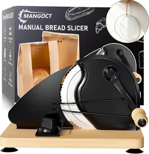 Upgraded Manual Bread Slicer for Homemade Bread with 20 Bags and Acrylic Cover, Adjustable Thickness Bread Cutter, Sourdough Slicer Serrated Blade with Scale Line and Suction Cup for Baguettes