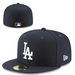 Moonie - Black LA/NY MLB Snapback Baseball Cap – LA Dodgers NY Yankees Braves Pirates Adjustable Flat Brim Hat, Embroidered Team Logo Streetwear Fashion Cap for Men Women, Classic Hip Hop Sports Hat