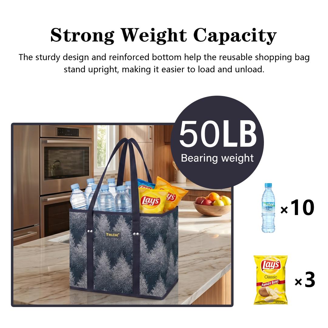 Dealsforyou 3-Pk Durable Fabric Reusable Grocery Bags - Heavy Duty, Foldable Shopping Totes with Reinforced Bottom, Reinforced Handles, Multi-Purpose Storage Bags for Home Organization, Durable Fabric Bag,dorm essentials,home decor
