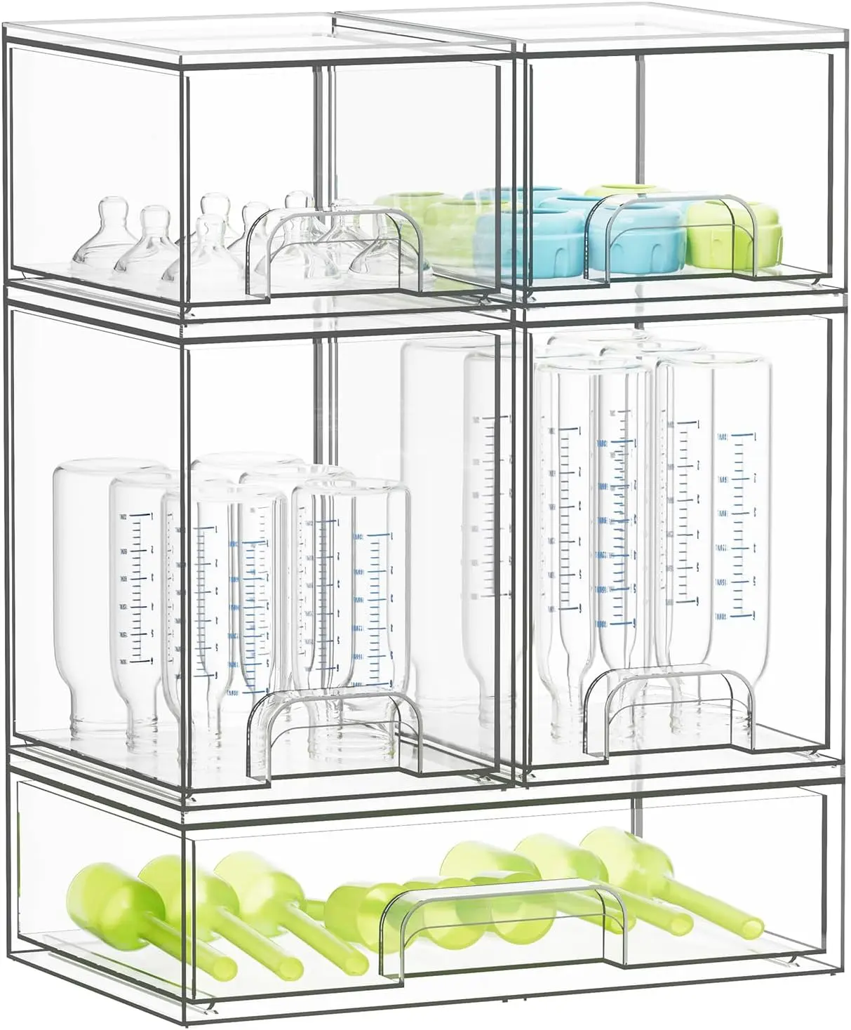 SpaceAid Baby Bottle Storage Organizer for Countertop, 5 Pack, 2S2M1L, 15.4" H